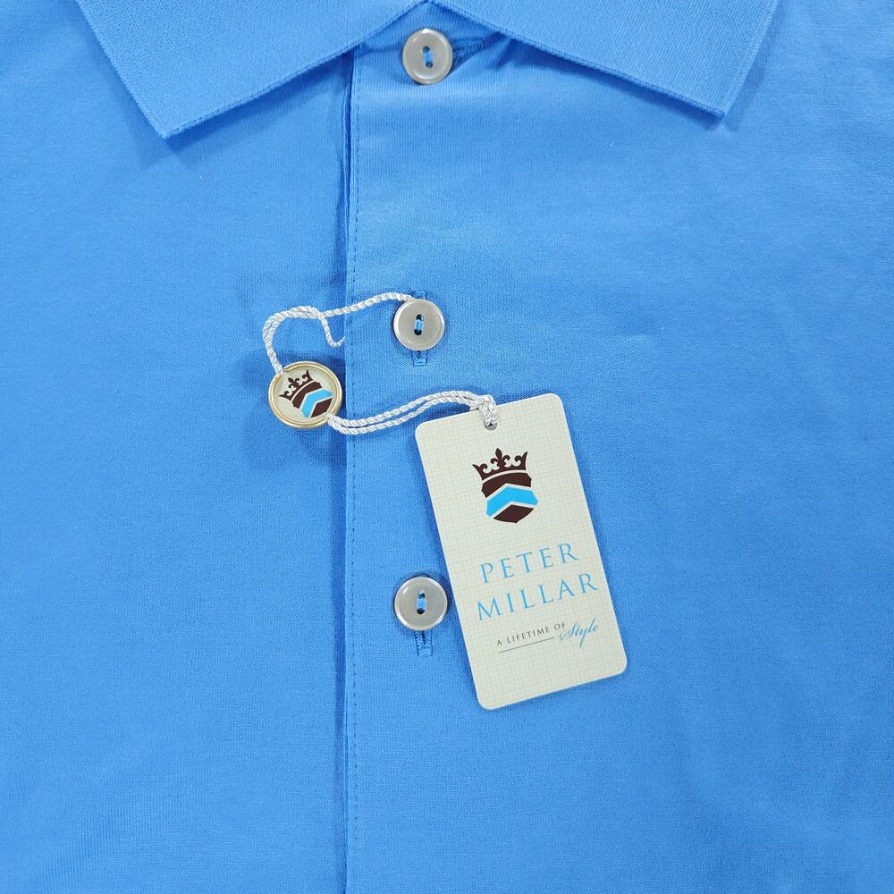 NWT Peter Millar M Golf Polo Alpine Blue Cancer Research Institute Embroidered - Picture 6 of 16